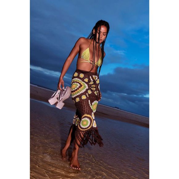 Free People Dresses & Skirts - NWT Free People X Flook Natalia Pieced Crochet Skirt Size Large